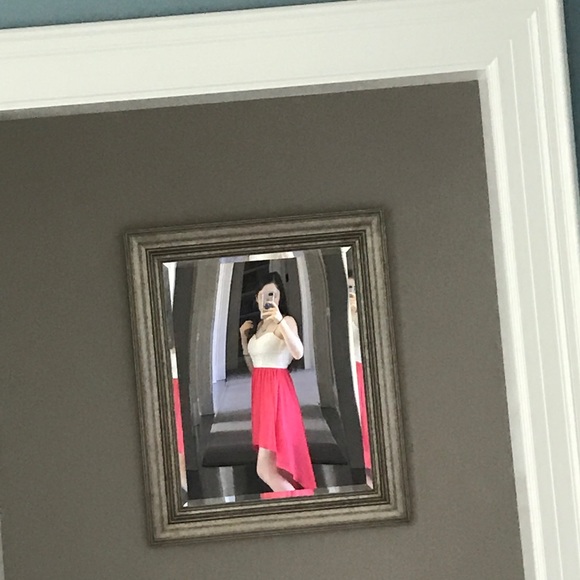 Flowy high low dress off white top coral bottom - Picture 5 of 5